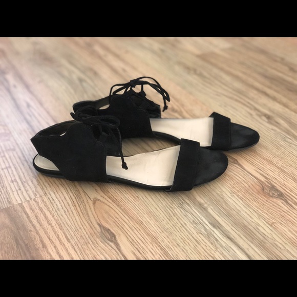 Black Nine West Tie Front Sandals - Picture 2 of 5